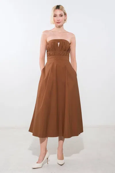 Truedames Mystic Muse Woven Midi Dress In Brown