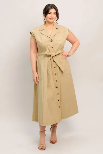 Truedames Natural Instinct Woven Midi Dress In Neutral