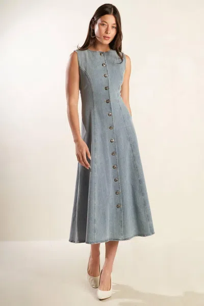 Truedames Nautical & Nice Denim Midi Dress In Blue