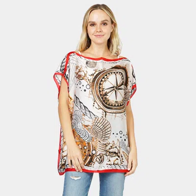 Truedames Nautical Printed Satin Poncho In Multi