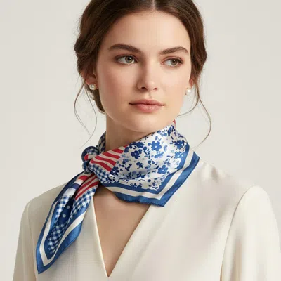 Truedames Nautical Sea Print Square Scarf In Blue