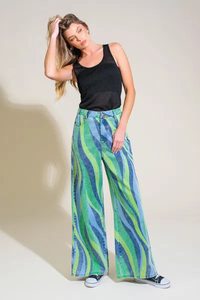 Truedames Navigating Life Denim Pants In Green