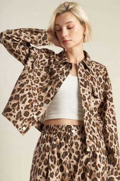 Truedames Navigating Life Woven Jacket In Animal Print