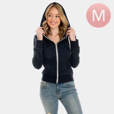 Truedames Navy Zip Up Hoodies Sweater In Black