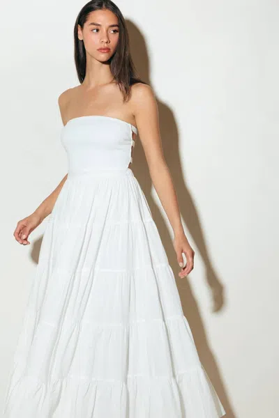 Truedames Neo Breeze White Midi Dress In Brown