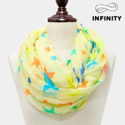 Truedames Neon Star Print Infinity Scarf In Yellow