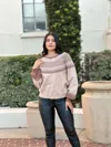 Truedames Neutral Color Block Knit Pull Out Sweater In Neutral