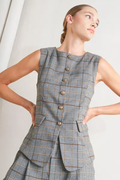 Truedames New Age Woven Vest In Gray