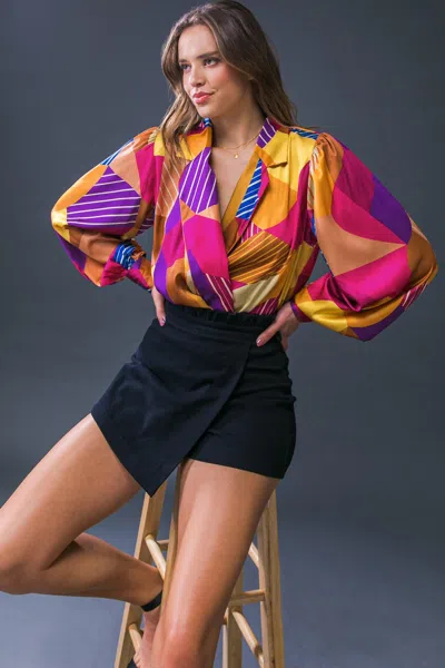 Truedames New In Town Woven Bodysuit In Multi