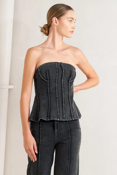 Truedames Night Shape Denim Top In Black