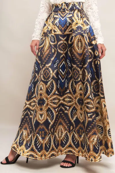 Truedames Nightfall Drape Woven Maxi Full Skirt In Blue