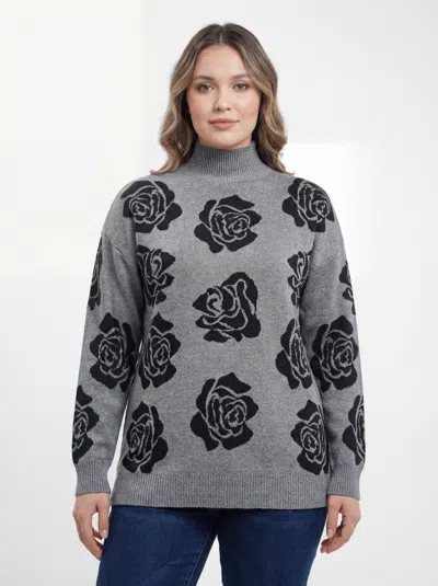 Truedames Ninety Floral Sweater In Gray