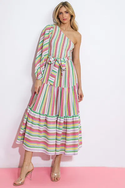 Truedames No Matter Where I Go Woven Midi Dress In Multi