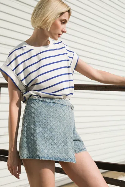 Truedames No One Prettier Denim Skort In Blue