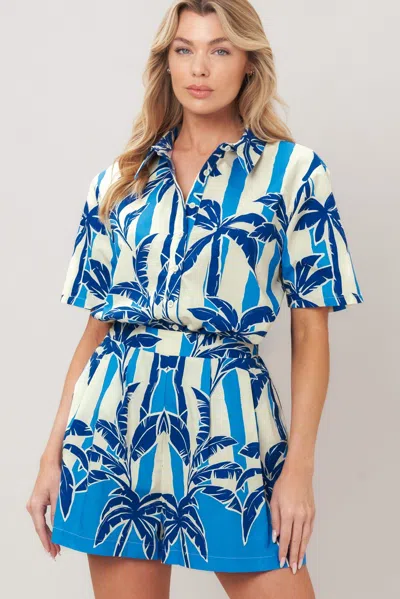 Truedames Noir Resort Woven Top In Blue