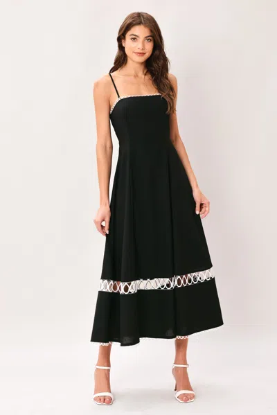 Truedames Noir Whisper Woven Midi Dress In Black
