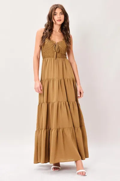 Truedames Nomad Bloom Woven Maxi Dress In Brown