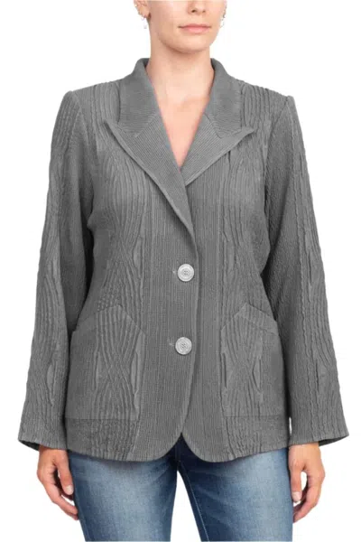Truedames Notched Collar Long Sleeve 2 Button Closure Solid Textured Jacket In Gray