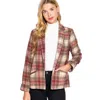 Truedames Notched Collar Plaid Jacket In Multi