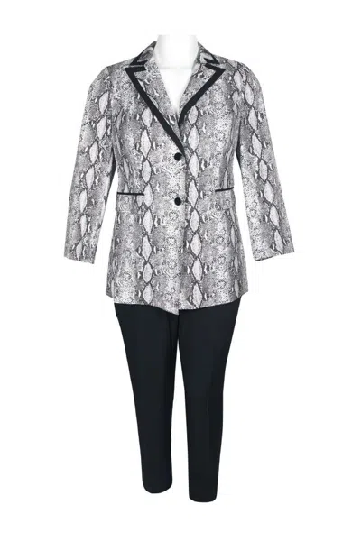 Truedames Notched Collar Two Button Closure Long Sleeve Crepe Jacket With Elastic Waist Pencil Cut Pockets Pan In Multi