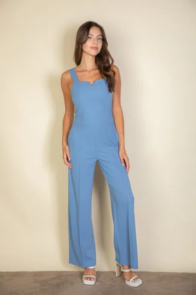 Truedames Notched Neck Cami Jumpsuit In Blue