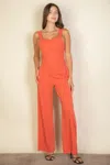 Truedames Notched Neck Cami Jumpsuit In Orange