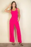 Truedames Notched Neck Cami Jumpsuit In Pink