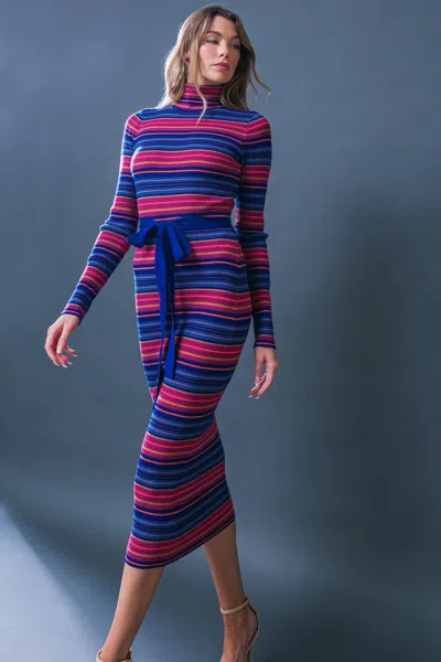 Truedames Noteworthy Shine Sweater Midi Dress In Blue