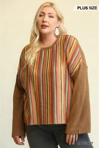 Truedames Novelty Knit And Solid Knit Mixed Loose Top In Multi