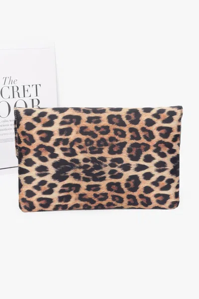 Truedames Nylon Leopard Metal Studded Clutch Bag In Multi