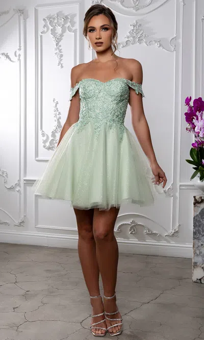 Truedames Off Shoulder Beaded Lace Appliqué Cocktail Dress Glitter Tulle A-line Dress In Multi