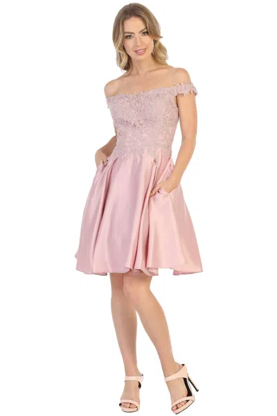 Truedames Off Shoulder Cocktail Dress In Pink