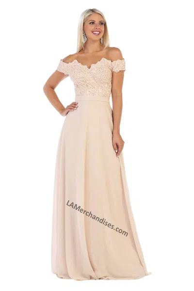 Truedames Off Shoulder Embellished Formal Evening Gown In Pink