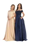 Truedames Off Shoulder Evening Gown With Pockets In Multi
