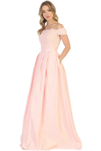 Truedames Off Shoulder Evening Gown With Pockets In Pink