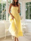 Truedames Off Shoulder Knot Pleated Ruffle Hem Dress In Yellow