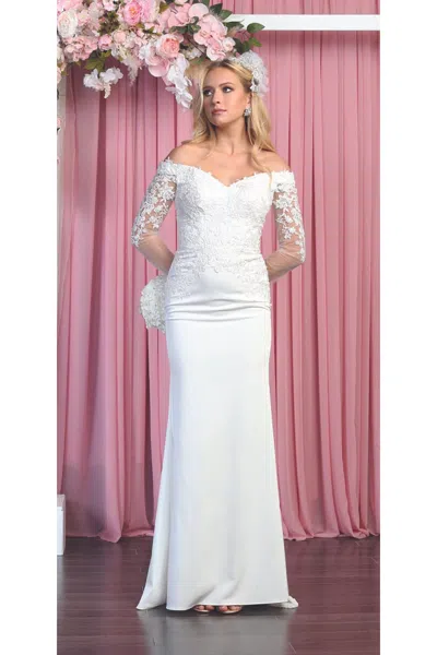 Truedames Off Shoulder Long Sleeve Bridal Gown & Plus Size In Pink