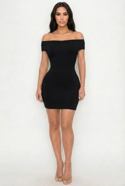 Truedames Off Shoulder Mini Dress With Open Back In Black