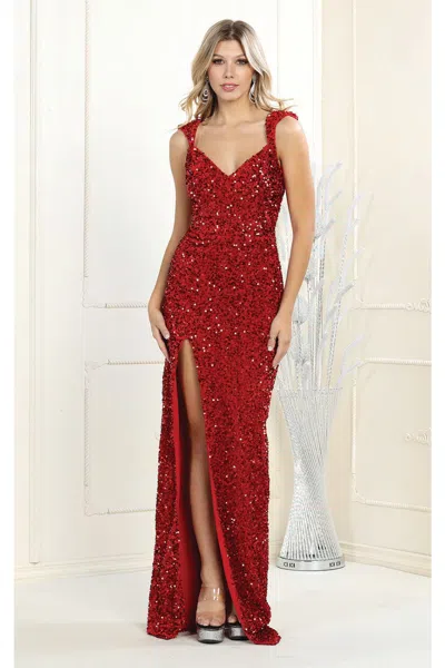 Truedames Off Shoulder Sequined Prom Gown In Nude