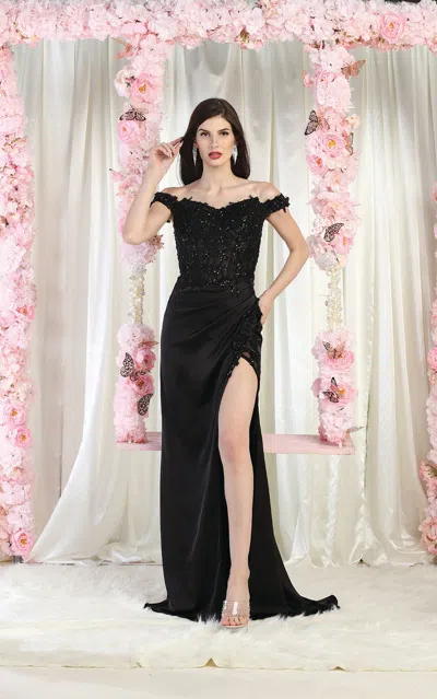 Truedames Off Shoulder Sexy Corset Bone Prom Gown In Black