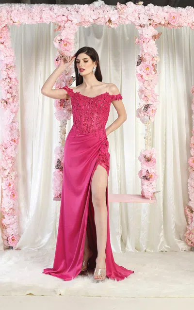 Truedames Off Shoulder Sexy Corset Bone Prom Gown In Pink