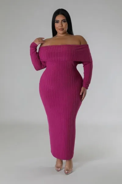 Truedames Off Shoulders Stretch Dress In Pink