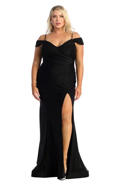 Truedames Off The Shoulder Bodycon Stretchy Prom Dress In Black