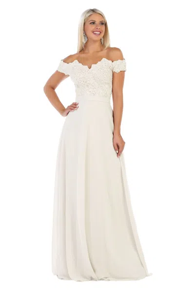 Truedames Off The Shoulder Corset Ivory Wedding Gown In Neutral