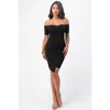 Truedames Off The Shoulder Front Twist Bodycon Dress In Black
