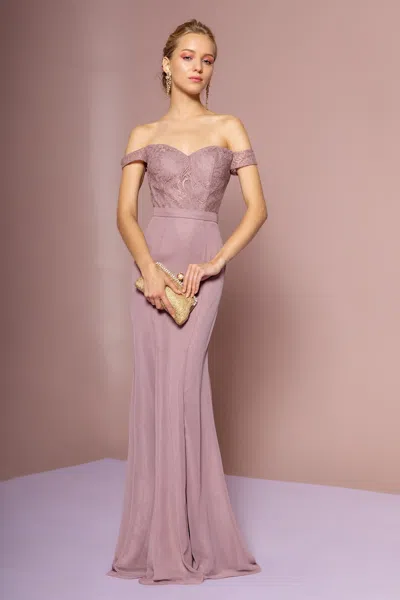 Truedames Off The Shoulder Mermaid Chiffon Formal Dress In Purple