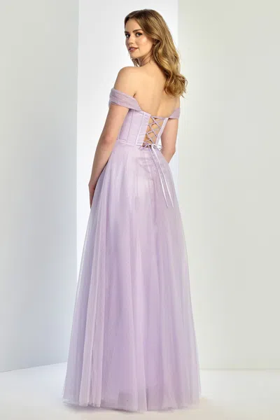 Truedames Off-shoulder Glitter Corset A-line Prom Dress In Purple