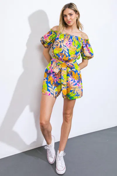 Truedames Oh So Lovely Woven Romper In Multi