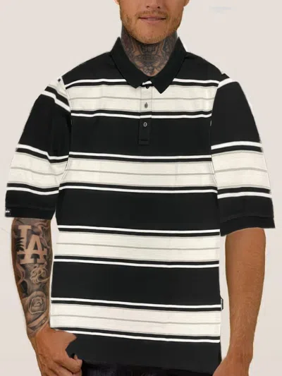 Truedames Old School Striped Pique Polo Shirt In Black
