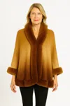 Truedames Ombre Faux Fur Trim Cape Wrap In Multi